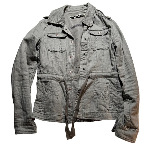 DAUGHTERS OF THE LIBERATION Lightweight Khaki Tie Waist Utility Jacket Women 2 - Picture 1 of 7